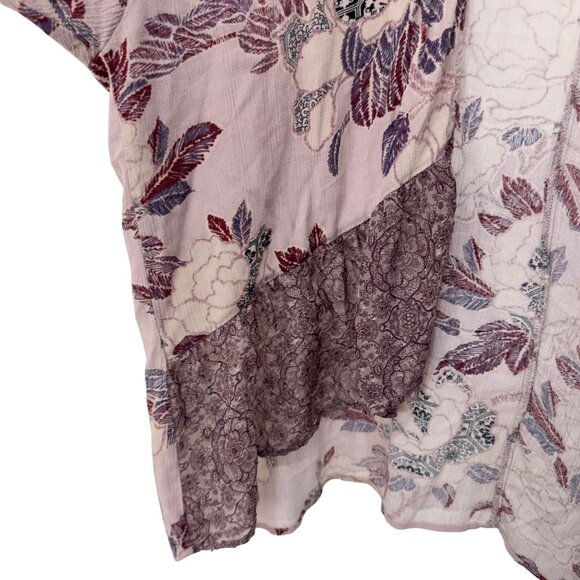 Knox Rose Womens Boho Floral Kimono Cardigan Jacket Size L Burgandy /Pink - Picture 9 of 11